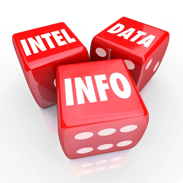 Intel Data informace 3 červené kostky — Stock fotografie