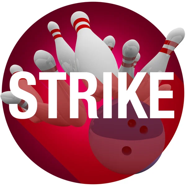 Strike Bowling Ball Pins — Stock Photo, Image