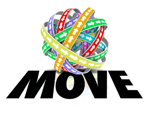 Mover Word Ball Esfera Flechas —  Fotos de Stock
