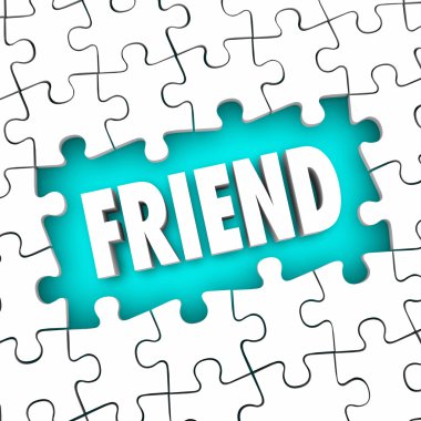 Arkadaş Word dostluk Puzzle parçaları