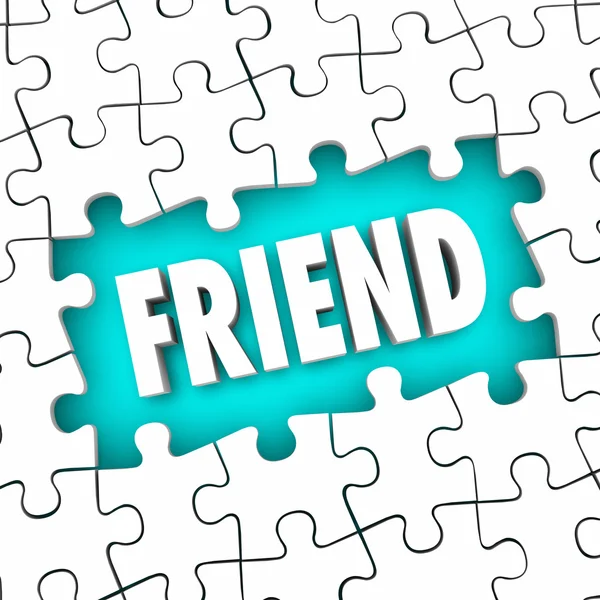 Friend Word Friendship Puzzle Pieces — Stock Photo, Image