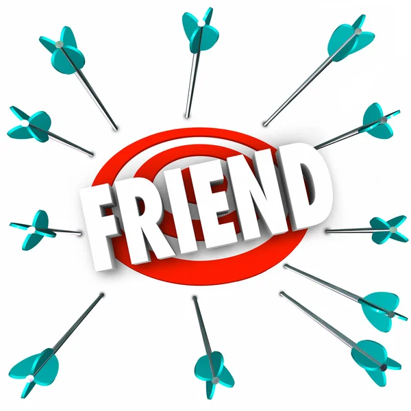 Φίλος λέξη φιλία βέλη στόχο — Φωτογραφία Αρχείου