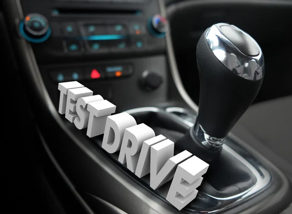 Test drive 3d palavras carro — Fotografia de Stock