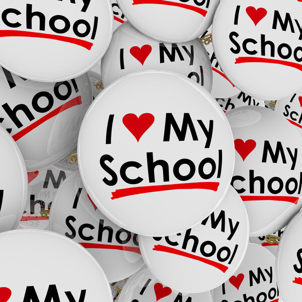 I Love Heart My School Buttons