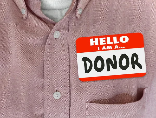 Donor Word Red Name Tag — Stockfoto