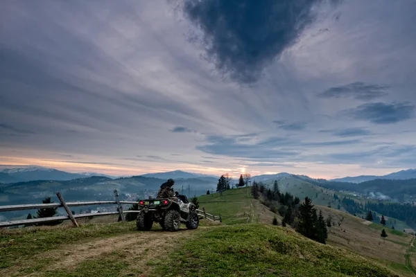 ATV driver in Carpathian mountains — Stock Photo, Image