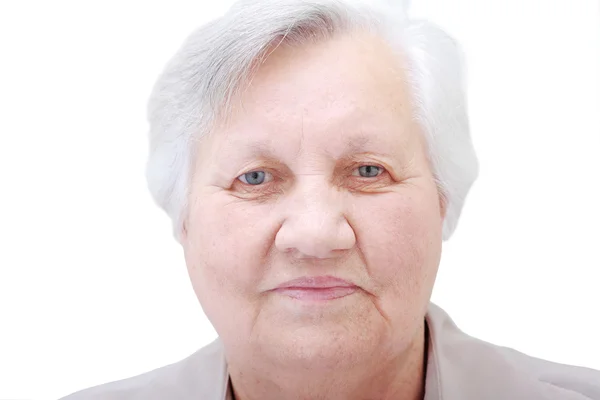 Ηλικιωμένη γυναίκα σε λευκό — Φωτογραφία Αρχείου