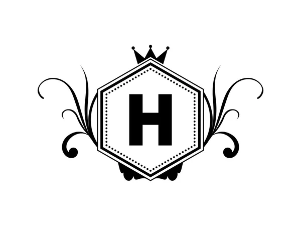 Herb królewski elegancki list Logo — Wektor stockowy