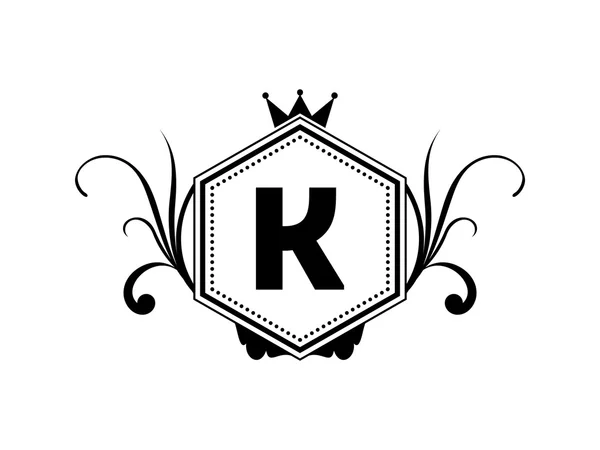 Herb królewski elegancki list Logo — Wektor stockowy