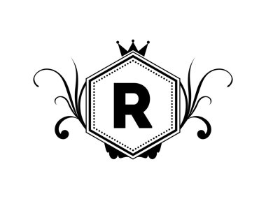  Royal Elegant Crest Logo Mektup R