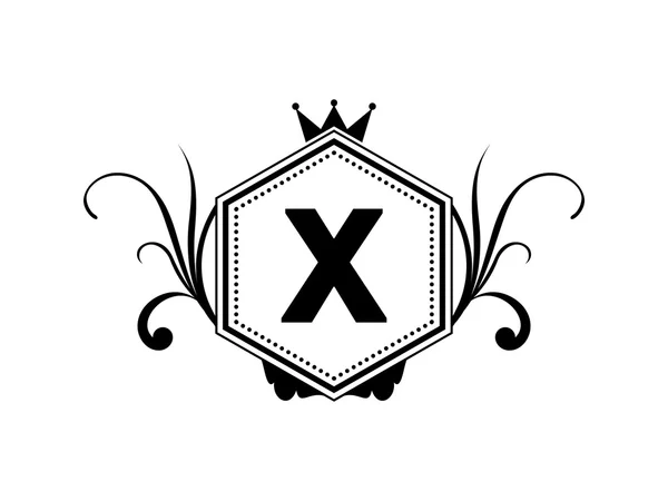 X Royal Elegant Crest LogoLu Mektup — Stok Vektör