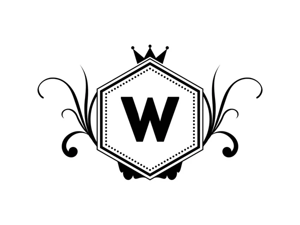 Herb królewski elegancki list Logo — Wektor stockowy