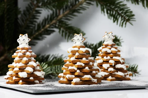 Pão de gengibre árvores de Natal — Fotografia de Stock
