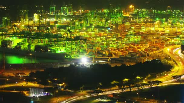 Puerto de Singapur por la noche — Vídeos de Stock