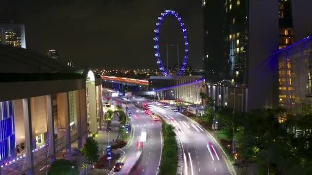 Singapore stad på natten — Stockvideo