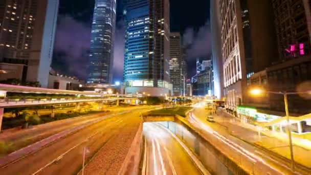 Trafic routier à Hong Kong la nuit — Video