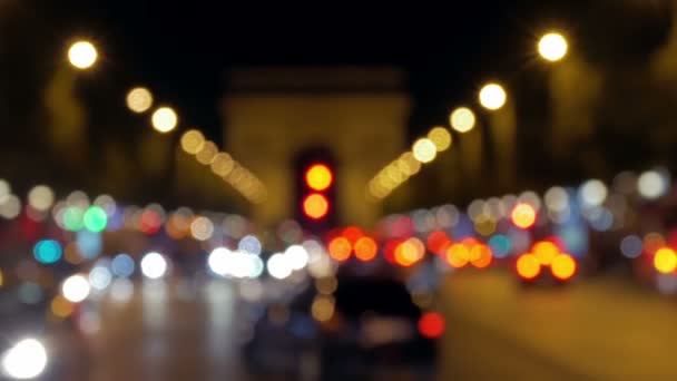 Paris street at night, France — Stock Video