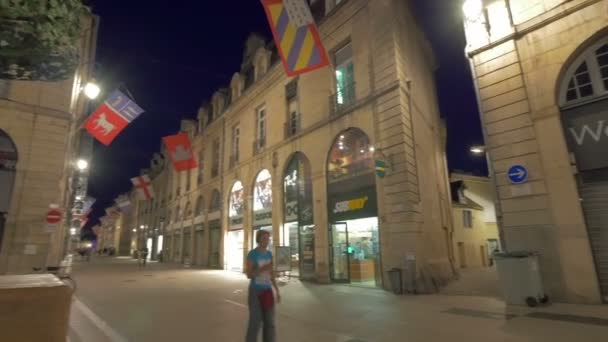 Dijon streets at night, France — Stock Video