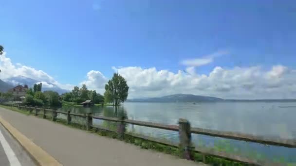 Paisaje de Suiza con lago y montañas, 4k UHD — Vídeos de Stock