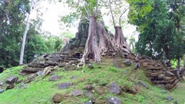Antik kalıntıları yakınındaki Angkor Wat, Cambodia, steadicam vurdu