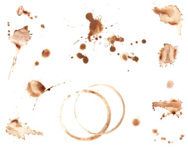 Kahve Splatters ve kahve yüzük