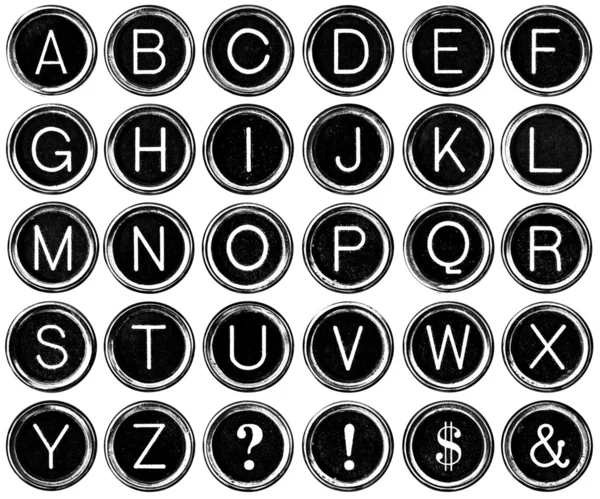 Alfabeto Gráfico en Blanco y Negro de Vintage Typewriter Keys —  Fotos de Stock