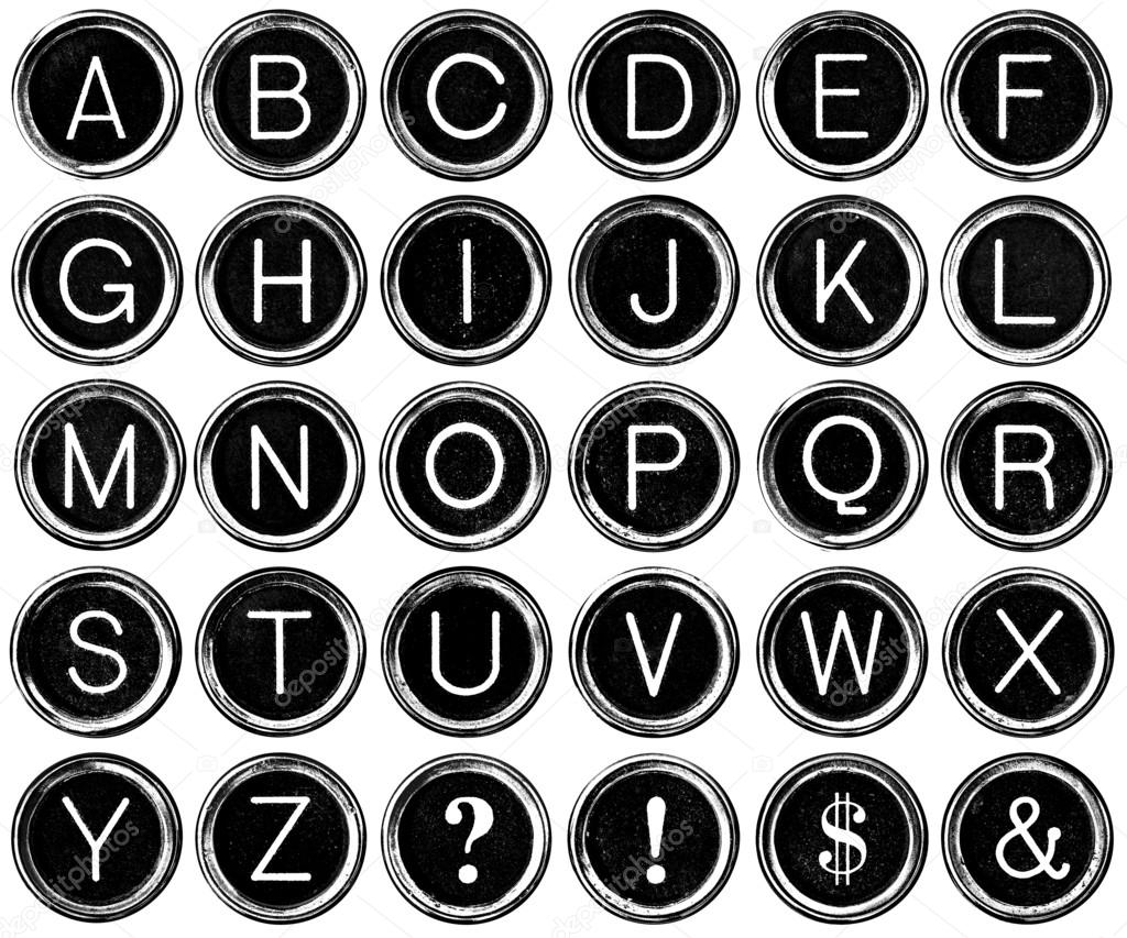 Graphic Black and White Alphabet from Vintage Typewriter Keys