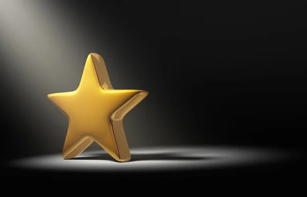 Spotlight On Gold Star On Dark Background — Stock Photo, Image