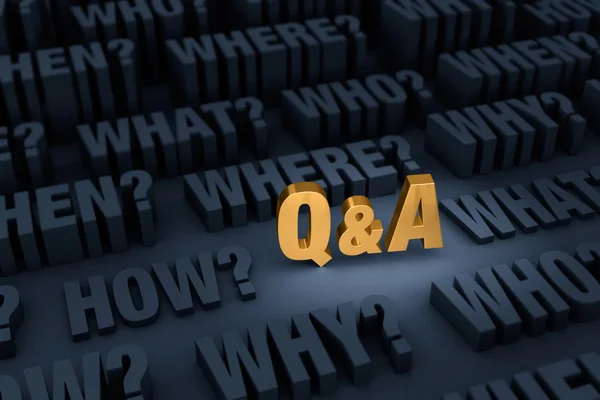 Gold Q&A Surrounded By Looming Questions — Stock Photo, Image