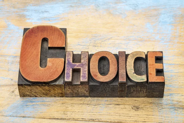 Choice word in wood type — Stock Photo, Image