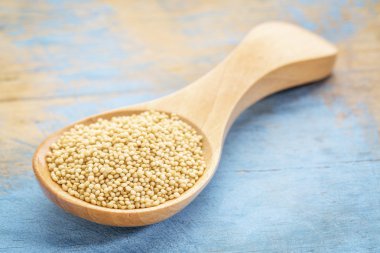 tahta kaşık üzerinde solmayan çiçek tahıl