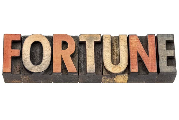 Fortune word in vintage wood type — Stock Photo, Image