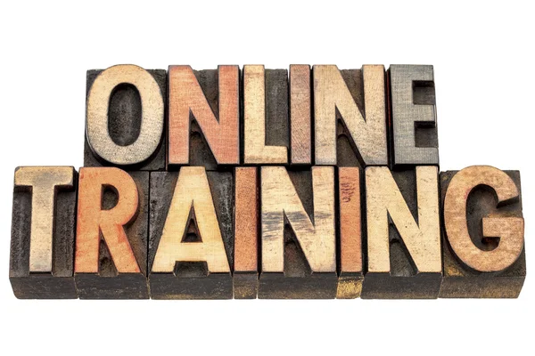 On line training banner in houtsoort — Stockfoto