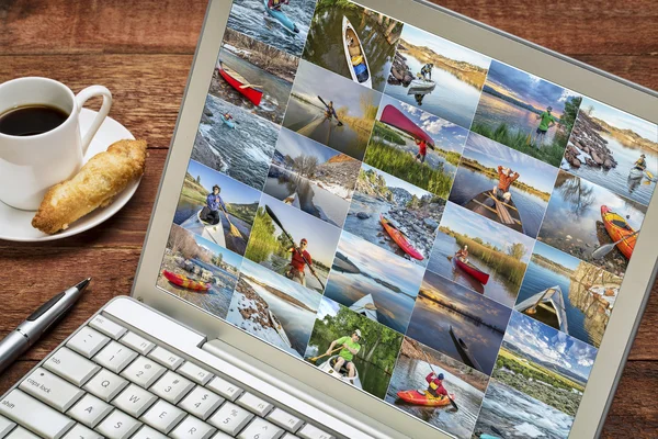 Kayak and canoe picture review — Stock Photo, Image