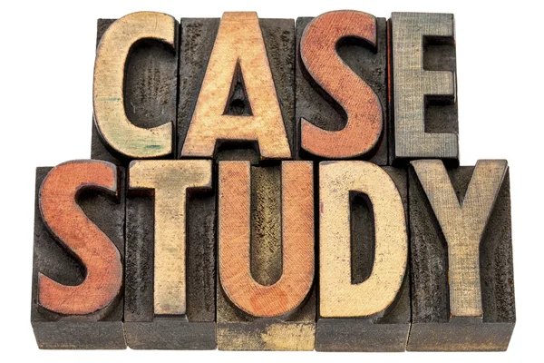 Case study words in wood type — Stock Photo, Image
