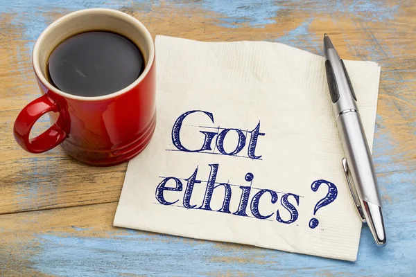 Got ethics? Question on napkin. — Stock Photo, Image