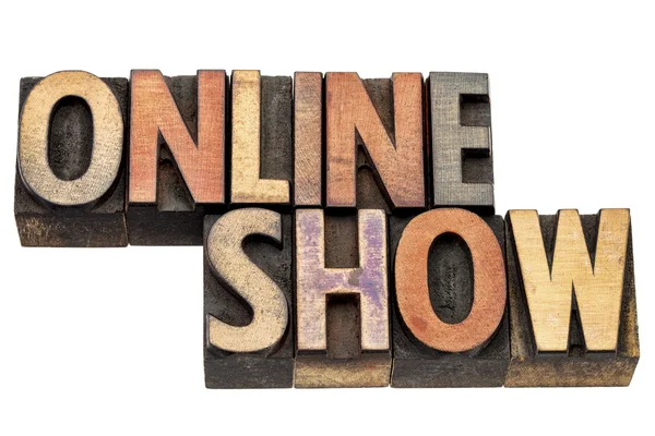 Online show word abstract in wood type — Stock Photo, Image