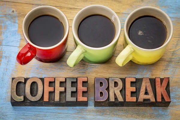 Coffee break banner in wood type — Stock Photo, Image