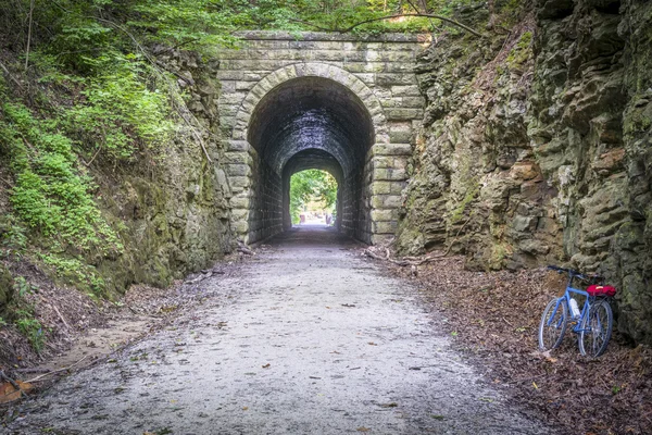 Katy Trail tunnel and bike