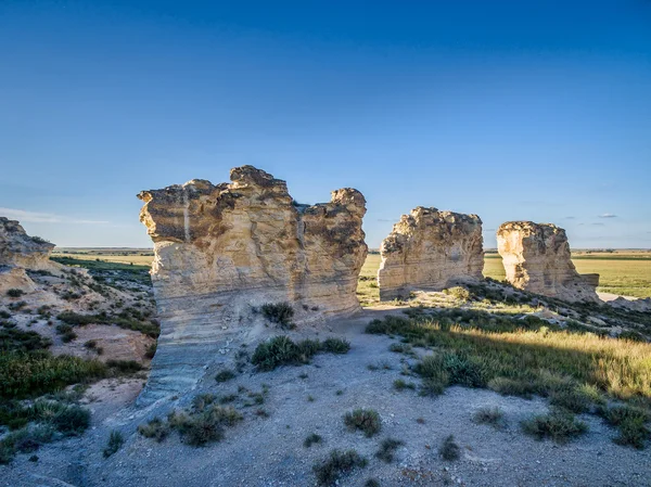 Limestone pilars in Kansas prairie — Stock Photo, Image