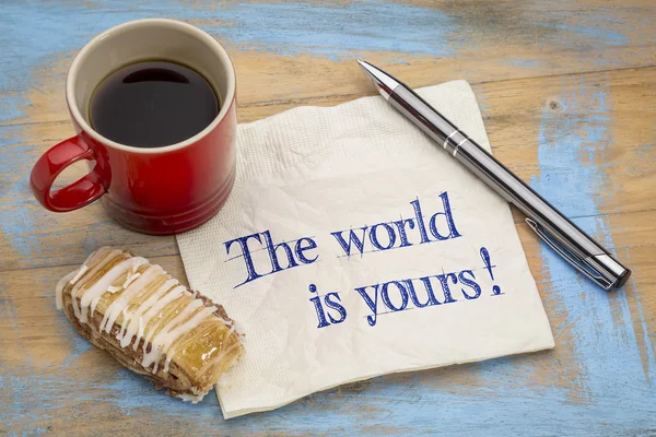 The world is yours on napkin — Stock Photo, Image