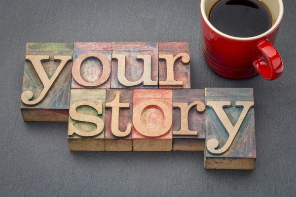 Your story word abstract in wood type — Stock Photo, Image