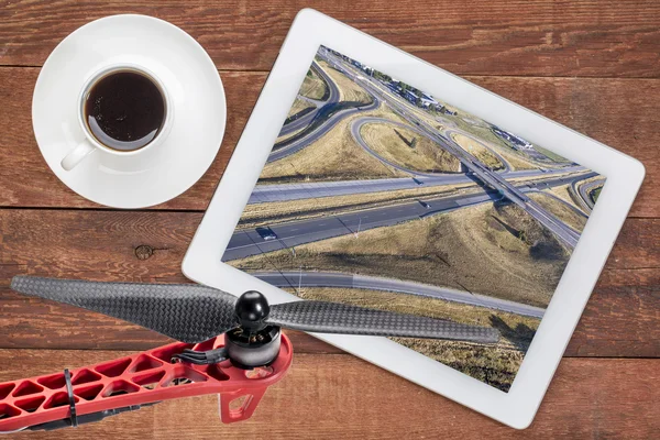 Freeway intersection aerial view — Stock Photo, Image