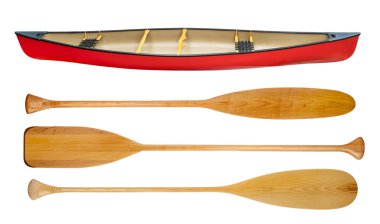 canoe and wooden paddles isolated clipart