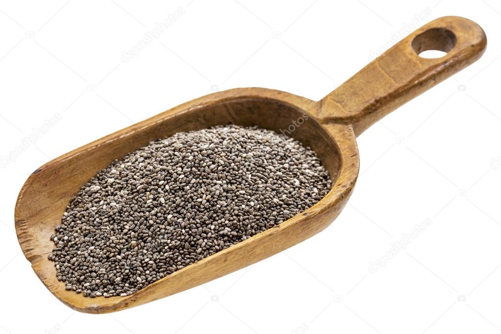 rustic scoop of black chia seeds