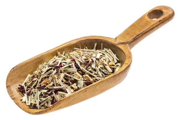 Деревенский совок травяного чая с лимоном — стоковое фото