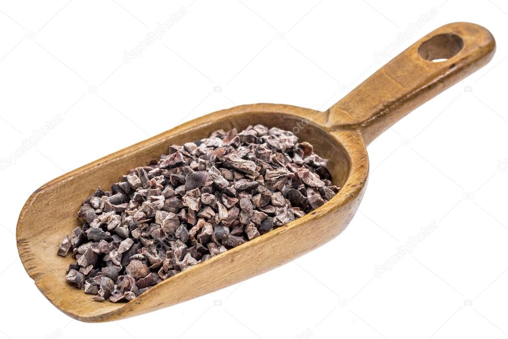 rustic scoop of cacao nibs