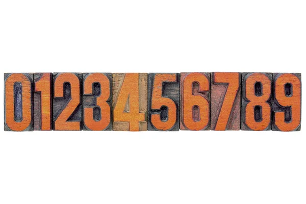 Number abstract in wood type — Stock Photo, Image