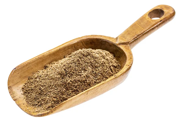 Rustic scoop of noni fruit powder — Stock Photo, Image