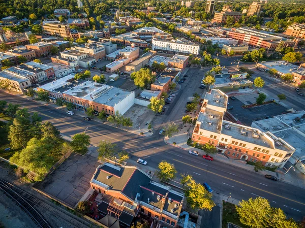 Fort Collins vue aérienne du centre-ville — Photo